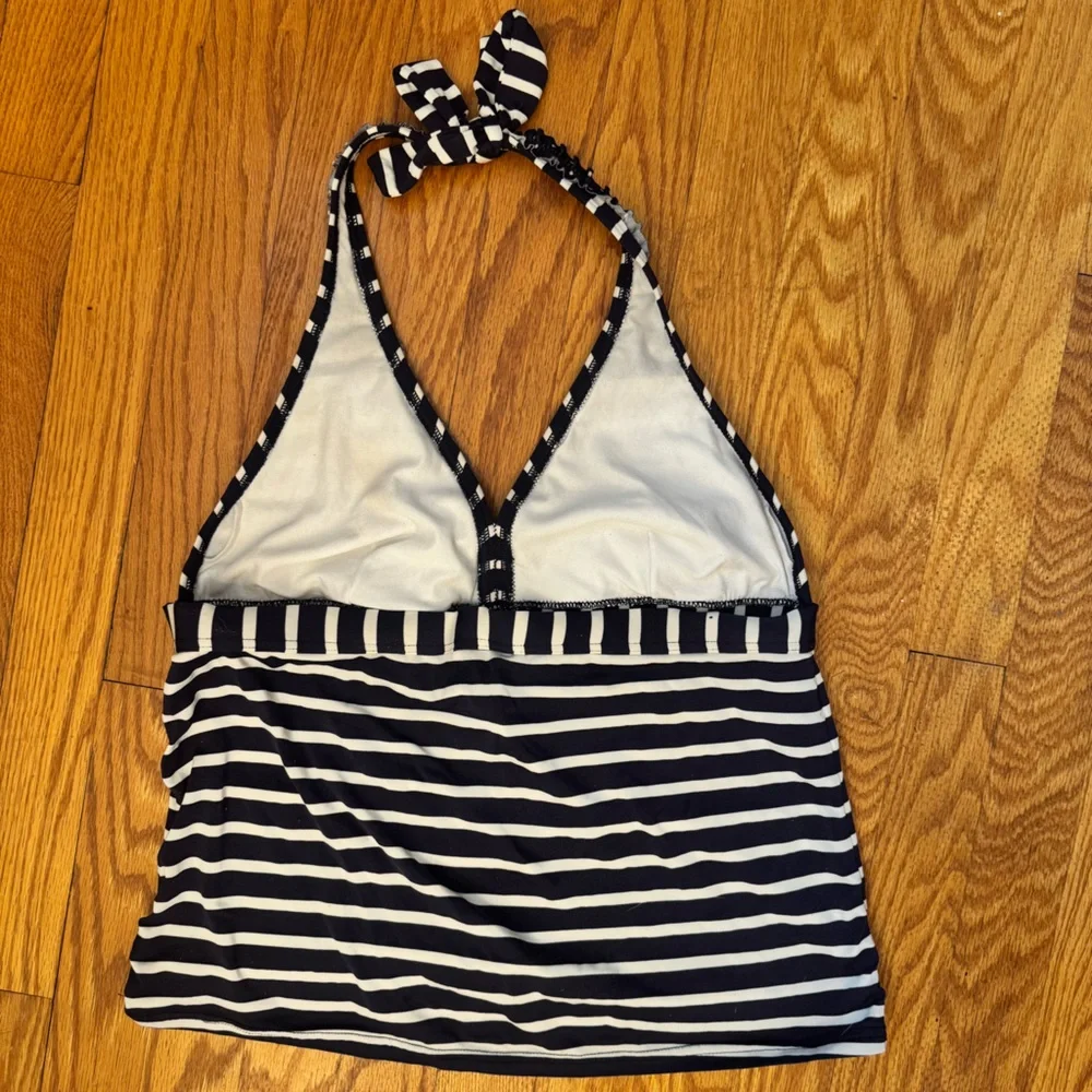 Boden Halter Swim Suit Top Blue & White Striped Women’s Size 19 - Picture 3 of 7